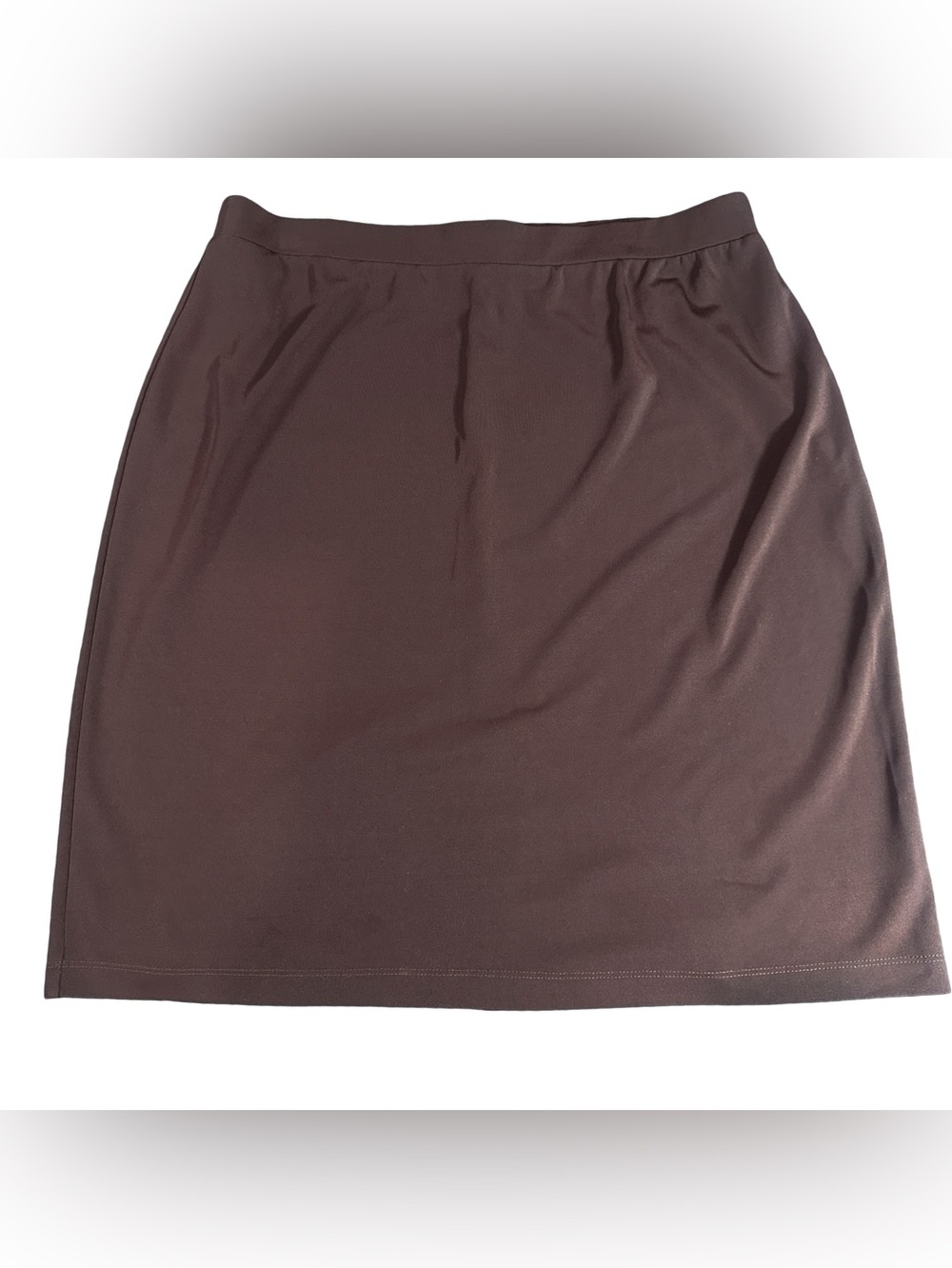 Susan Graver Brown Pull-On Stretch Knit Straight Skirt Size Large